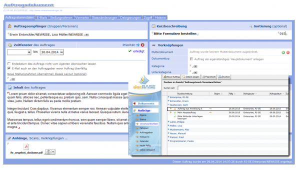 Auftragsmodul für docBASE Informationssystem für IBM Notes